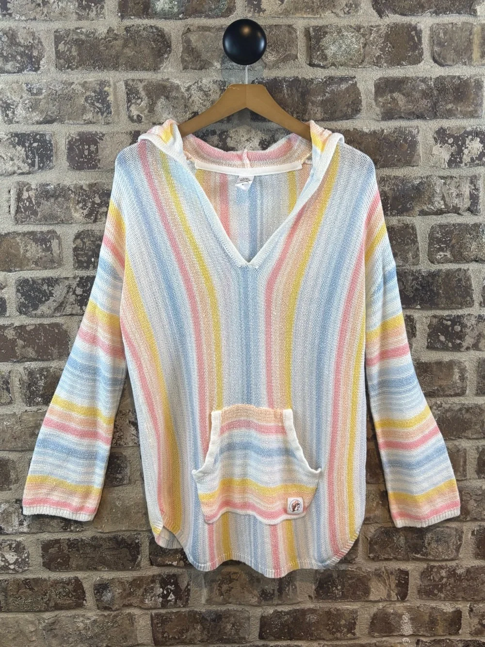 Buc-ee’s Light Pastel Striped Hooded Swim Coverup Womens M